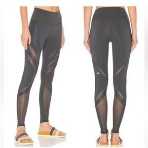 Alo yoga high waist epic mesh cut out leggings dark gray size large